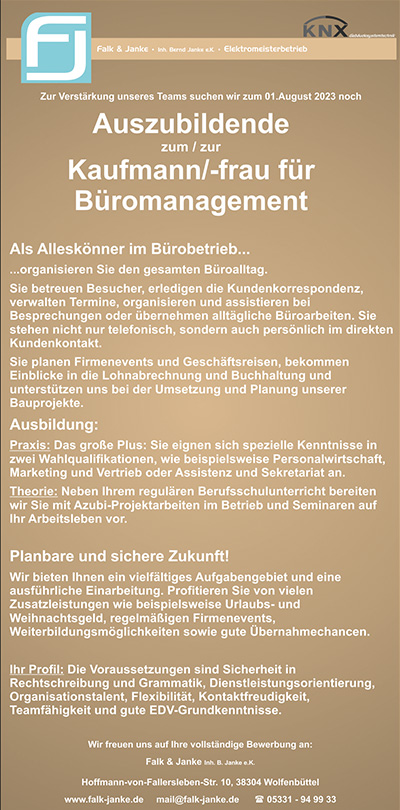 Azubi Kaufmann/-frau für Büromanagement gesucht